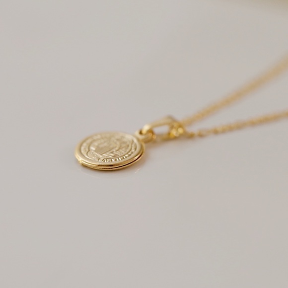 Petite Saint Benedict Necklace | 18k Gold Filled - Picture 4 of 7